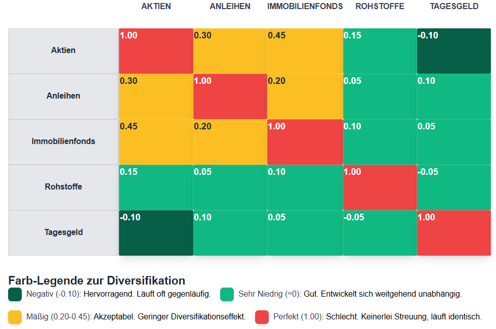 Korrelations-Heatmap: Der "Free Lunch" der Diversifikation